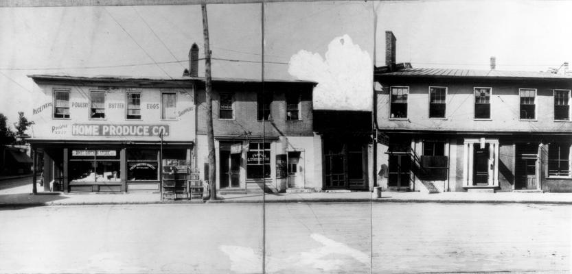 Vine Street - Limestone to Upper (South), 102  Home Produce Co., 106  People's Lunch Room, 110  John Doty, 116  Blue Grass Clothing Store, 118  J.D. Webb, 120  Nutrin Shahaan Billiard's