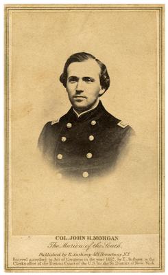 Brigadier General John Hunt Morgan C.S.A.; Morgan in uniform as a lieutenant in the Mexican-American War (1846-1848) (Civil War era reproduction of unknown earlier image, Morgan listed as                              Col. John Hunt Morgan / The Marion of the South)