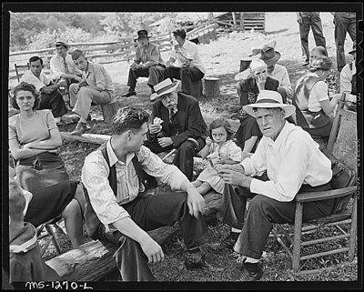 About 300 people attended this annual reunion of the England family. This family has been in this area over 100 years and now there are supposed to be as many as 5,000 members of the family in the section. A century ago they were all farmers; now nearly all work in the coal mines.  Hensley Hollow, McDowell County, W. Va.8/11/46