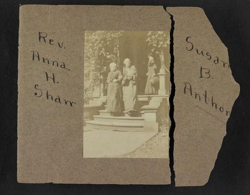 Handwritten title on album page: Rev. Anna H. Shaw and Susan B. Anthony