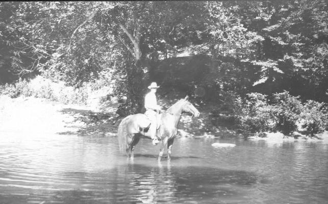 Man on horse in creek