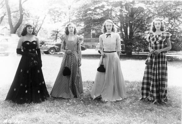 Young women in formal attire competition, 1947