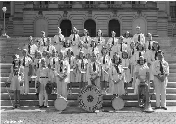 Young men and women of the Madison County 4-H Club Band, 1941