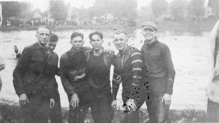 Tug of war, Fall 1919 at Clifton Pond, Lexington, Kentucky, competition between freshman and sophomore classes, activity began in 1913 during Commencement festivities