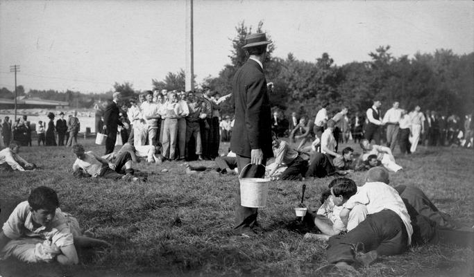 Flag Rush, competition between freshmen and sophomore classes during Commencement festivities, 1909