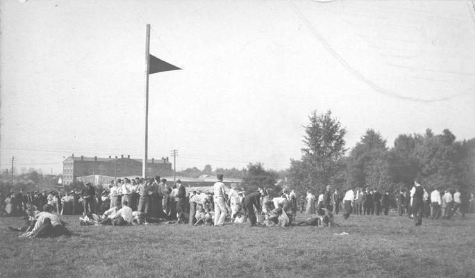 Flag Rush, competition between freshmen and sophomore classes during Commencement festivities, 1909