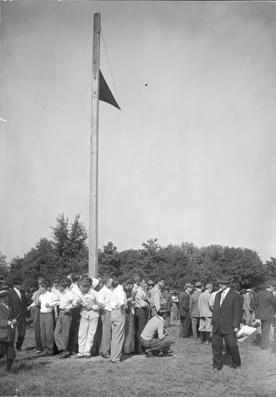 Flag Rush, competition between freshmen and sophomore classes during Commencement festivities, 1909