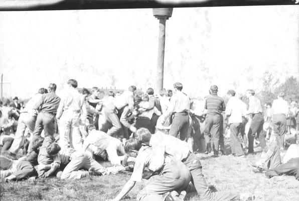 Flag Rush, competition between freshmen and sophomore classes during Commencement festivities, 1909