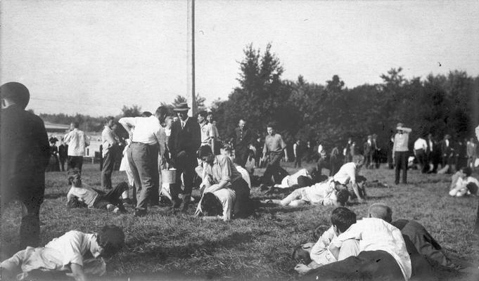 Flag Rush, competition between freshmen and sophomore classes during Commencement festivities, 1909