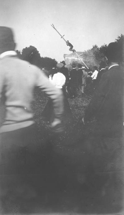 Flag Rush, competition between freshmen and sophomore classes during Commencement festivities, 1909