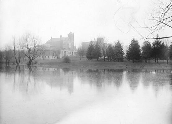 Scene of the lake and the campus, circa 1903 - 1919