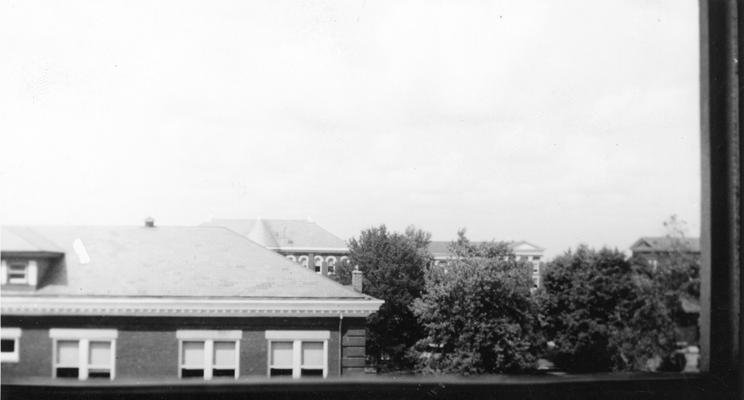 View from a University Archives window located in King Library