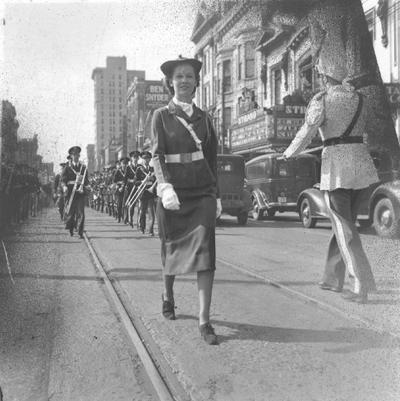 May Day, 1938, band and band sponsor march, Main Street, Lexington, Kentucky, page 25, 1939 