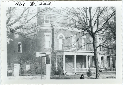 461 West 2nd [Second] street, close left side view. John Ward lived here beginning in 1846, but gave the house to the Episcopal church in 1860 for a rectory. Has been remodeled with a new front and a third story added