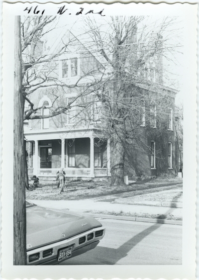 461 West 2nd [Second] street, distant right side view. John Ward lived here beginning in 1846, but gave the house to the Episcopal church in 1860 for a rectory. Has been remodeled with a new front and a third story added