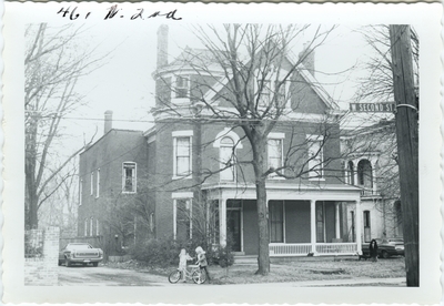 461 West 2nd [Second] street, distant left side view. John Ward lived here beginning in 1846, but gave the house to the Episcopal church in 1860 for a rectory. Has been remodeled with a new front and a third story added