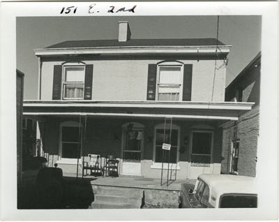 151 East 2nd [Second] street. Built in the 1840's, owned by Smith Burton and Harry Miller