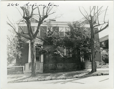 266 Lexington, front view. Built for Elijah Smith after 1786. Enlarged for Joel Higgins about 1836-37. Designated Higgin's Mansion in MacGabe's city directory for 1838