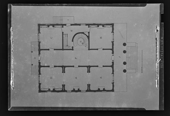 Plan of Ward Hall, built by Junius Ward in 1857, Georgetown, Kentucky in Scott County