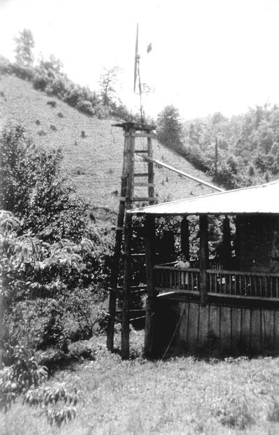 Windmill at the back corner of mountain home