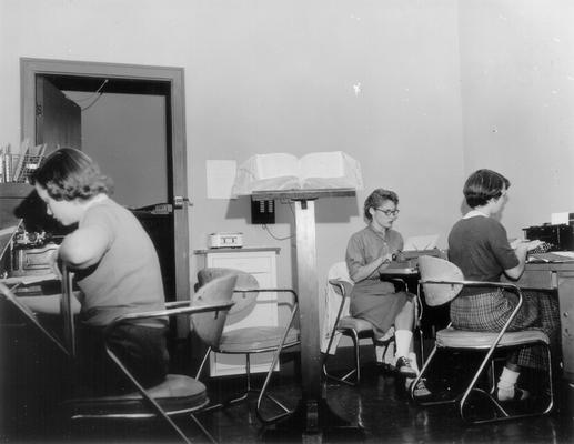 Student staff working in WBKY office