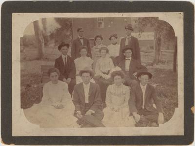 Twelve members of a class (Hazel Green Academy). The names are on the back of the photo