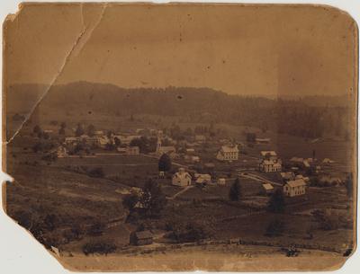 Cityscape                          An old picture of Hazel Green, KY, in 1900. This must be 1890, as the building on the extreme right became the first dormitory after Professor Cord's arrival