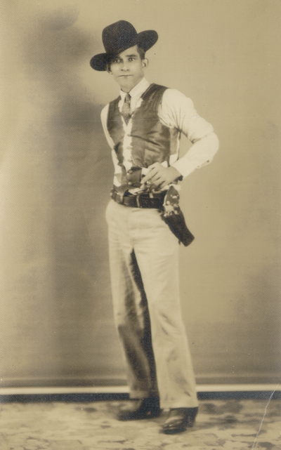 Postcard of man in a cowboy outfit