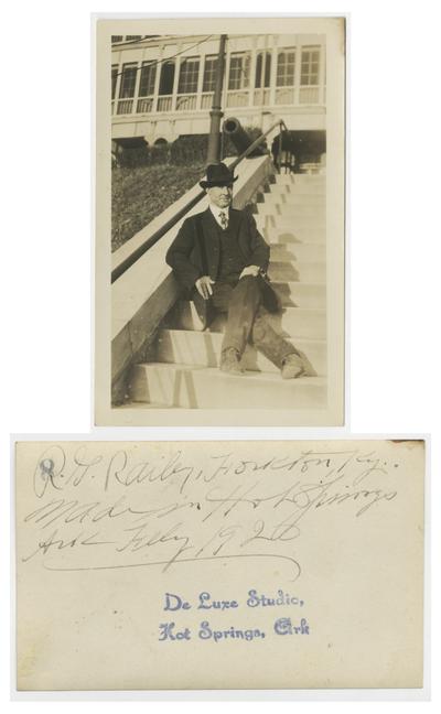 Rowland G. Railey sitting on steps