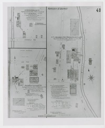 Map showing locations of distilleries in Ky. 6th district