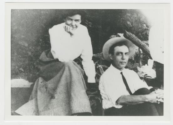 Copy photograph of a photographic portrait of Paul Sawyier and Mary Thomas Bull; type and format of original unknown