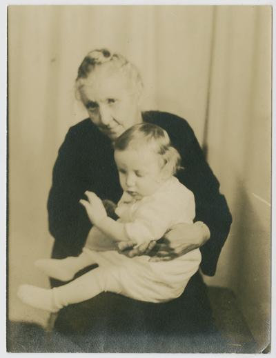 Linda Neville holding James Edward Deaton in the winter of 1939