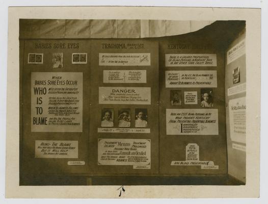 Photographs of screens arranged by Linda Neville for the November 1912 Kentucky Child Welfare Exhibit in the Armory in Lousiville