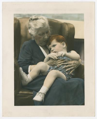 Linda Neville holding David Devary (in color)