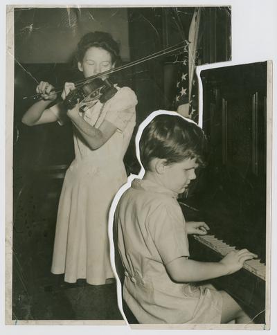 David Devary and Joanna Pennington (Linda's adopted children) playing instruments