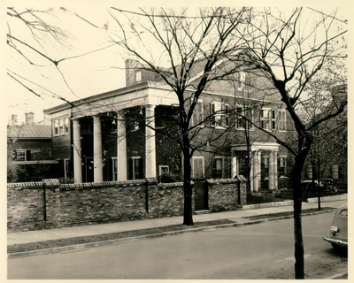 Bullock house, 200 Market Street, Lexington, Kentucky.  Photo taken after 1936 when the garden wall was constructed. 8x10