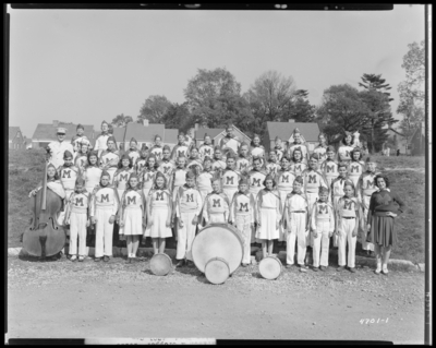 Band, Morton Junior High School, 120 Walnut Street; exterior,                             group portrait