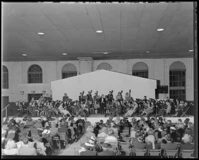 All State Orchestra; Men's Gymnasium (Gym), University of                             Kentucky; interior, orchestra on stage, audience seated