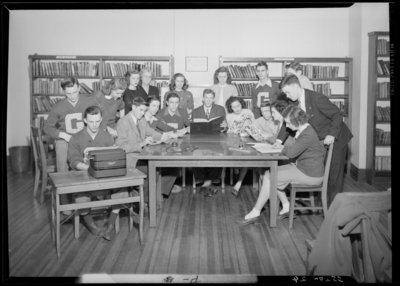 Garth High School; Annual Staff; interior; group                             portrait