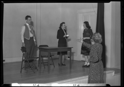 Georgetown College; Maskrafters practice group; interior; members                             practicing on stage