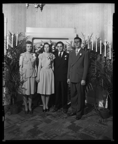 Mr. & Mrs. George Davis; wedding party; group                             portrait