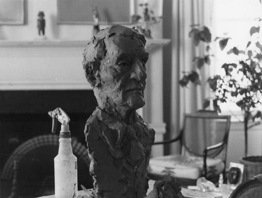 An image a clay John Sherman Cooper bust study by John Tuska in Cooper's Washington D.C. apartment