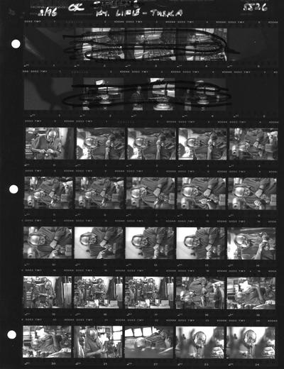 A proof sheet of Kentucky Education Television (KET) stills of John Tuska working on art