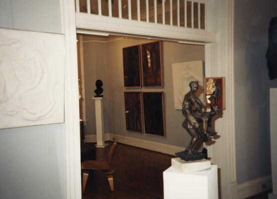 An image of Tuska artwork at the opening of the Tuska Gallery, which was the home of John Tuska