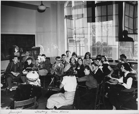 An image of John Tuska and his classmates of the New York High School of Music and Art in Mr. Kraus's history class