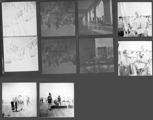 A proof sheet of ten photographs of activities aboard the U.S.S. Wasp, taken by John Tuska while in the Navy