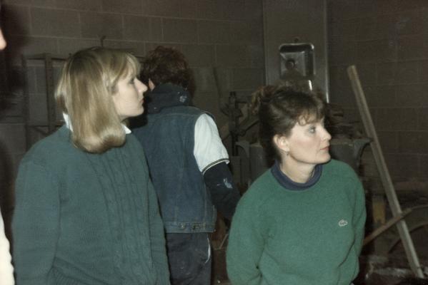 Three students by the furnace in John Tuska's foundry class. The photograph was taken by Zig Gierlach